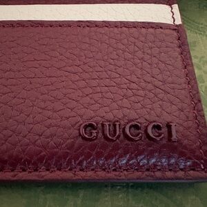 Gucci Burgundy and Ivory Leather Two Sided Card Sleeve
